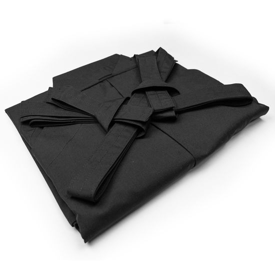 Wide Maehaba Tetron Hakama - Black - Folded