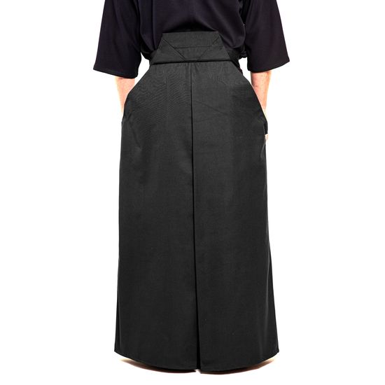 Wide Maehaba Tetron Hakama - Black - Back