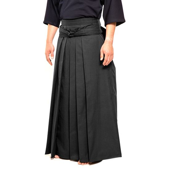 Wide Maehaba Tetron Hakama - Black - Side