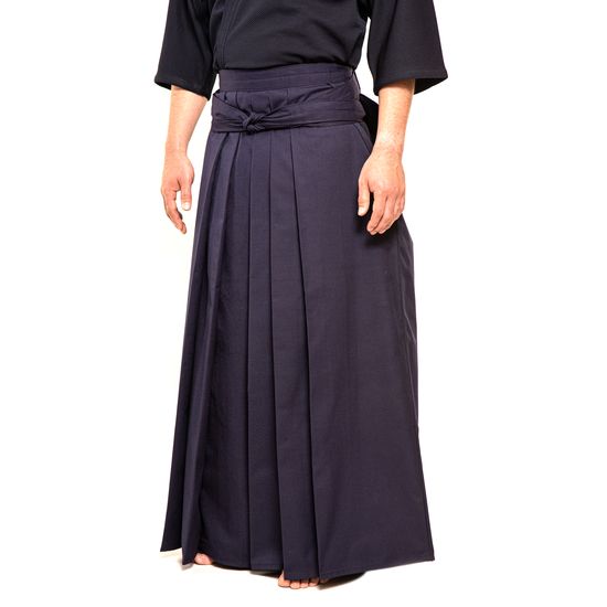 Wide Maehaba Tetron Hakama - Navy - Side